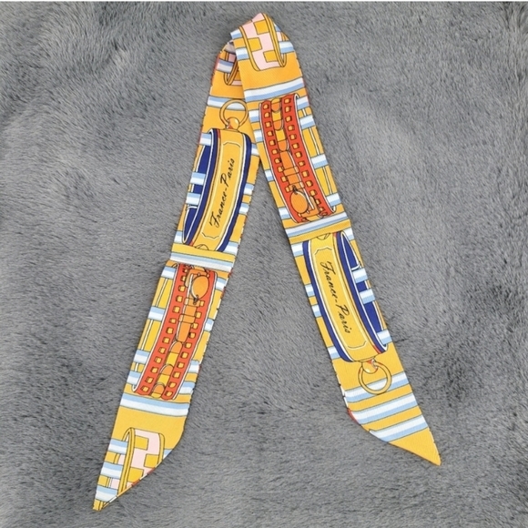 New France Paris Rope Silk Skinny Scarf Twilly - Picture 4 of 7